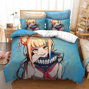 Giappone Anime My Hero Academia 3D Stampato Set di biancheria da letto copripiumini Coprine Fillecasi con pilotte bianche