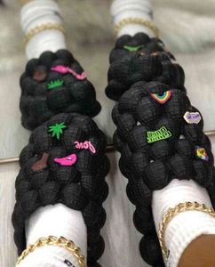 Zmpdxy bubble slippers meisje creatief grappige flat sandalen ontwerper bling charme diy slippers volwassen huizen dia s massage flip flops g220518