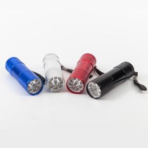 Liga de liga de alumínio portátil lanterna UV Violet Light 9 LED 30lm Torch Light Lâmpada Mini lanternas 4 Cor 4
