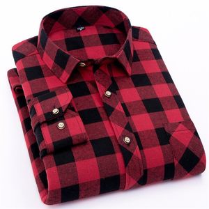 Rot Flanell Kariertes Hemd Männer 2020 Mode Kleid Männer hemd Casual Warme Weiche Langarm Shirts camiseta masculina chemise homme LJ200925