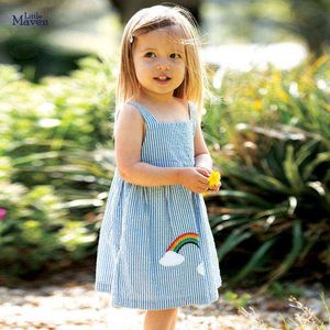 Little Maven Bambini Estate Neonata Vestiti Slip Cotone a righe Arcobaleno Vestidos Abito senza maniche per bambini 2 3 4 5 6 7 anni G220506