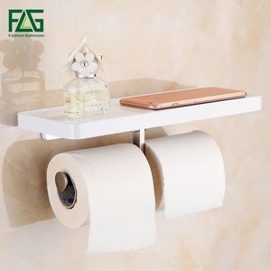 FLG Toilettenpapierhalter zur Wandmontage mit Doppelrollen aus weißem ABS und Edelstahl, Badezimmerzubehör G163 Y200108