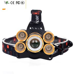 New Head Lamp Power Sensor Switch LED Headlight Headlamp 5 T6 Flashlight Torch Light Bulbs 2x 18650 Battery 30W 4 Modes Lithium Ion