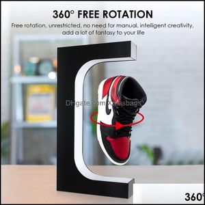 Förvaringshållare Rack Hem Magnetisk Levitation Flytande Sko Display Ställ 360 graders rotation Sneaker Shop Led Håller 22021 Xmasbags Dh7Yz