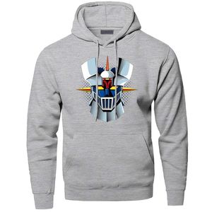Herrtröjor tröjor mazinger z anime gammal klassisk manga robotfilm pullover topp män hoodie vinter varm monterad casterkinted sweatsh