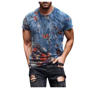 Homens camisetas Fashion Plus Size Mens Tops Patchwork 3D Imprimir T-shirt 2022 Verão Casual Pullovers Homens Tees Vestuário Masculinas 3xl