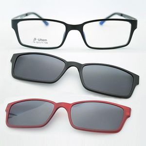 Fashion Sunglasses Frames B-Ultem Ultra-lighBt Tungsten Titanium Eyeglass Frame 3D Magnet Clips On Myopia Functional Glasses Polarized JKK 7
