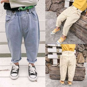 Baby Girl Jeans Solid Color Jeans Baby Casual Style Jeans For Kids Girls Spring Autumn Girls Clothes 210412