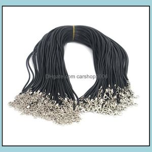 Kedjor halsband hängar smycken 100 st/parti 1,5 mm svart vax läder orm halsband för kvinnor 18-24 tum sladdsträng rep trådkedja diy f