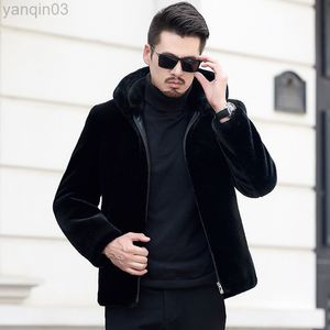 Ny Fashion Autumn Winter Men Faux Fur Mink Jacket Kort jacka Pluffig jacka Male Plus Size High Street Overrock L220801