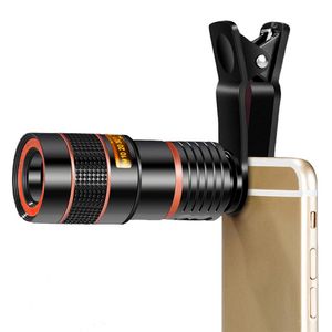 Evrensel 8x Zoomlu Teleskop Lens toptan satış-Universal Clip x x Zoom Cep Telefonu Teleskop Lens Telepo Harici SmartP206Z