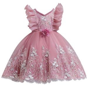 Vestidos de menina Flor Flor Vintage Bordado Baby Girls Dress 2022 Summer Tutu Party Elegant Wear Princess Kids VestidoGirl's