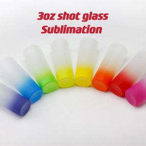 3oz sublimeringsgradient skott glas 144 st per kartong diy flerfärgade vinglasögon öl kopp värmeöverföring dricksmuggar