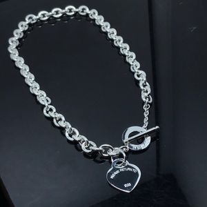 Europe America Fashion Bracelet Necklace Lady Women Engraved 925 T Initials Letter Heart Pendant Thick Chain Jewelry Sets