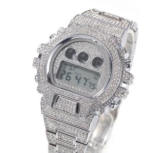 Luksusowe pełne diamentowe zegarek złote zegarki projektant męski Watch Wysokiej jakości modne elektroniczne cyfrowe zegarek