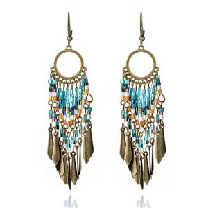 Luxury Boho Bohemian Gypsy Vintage Ethnic Long Tassel Drop Earrings Suspension Dangle Ear Ornaments For Female Wedding Accessory G220312