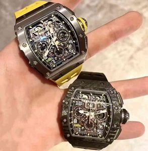 uxury watch Date Trend Richa Milles Automatic Machinery Carbon Fiber Titanium Steel r Watch Hollow Out Timing Rm011 Waterproof 035 Men