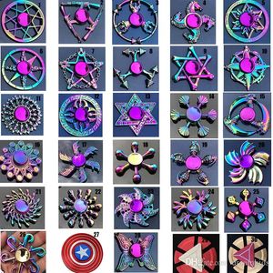 Rainbow Pack Metal Fidget Spinner Star Blomma Skull Dragon Wing Pack Hand Spinning Top för autism ADHD Barn Vuxen Anti Stress Toys EDC