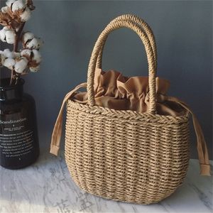 Borse di paglia per le donne Borsa estiva in rattan intrecciato a mano Borsa intrecciata a mano Borsa da spiaggia in vimini Boemia Bali Borsa bolsos mimbre 220526