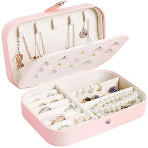 Tragbare Reise-PU-Leder-Schmuck-Aufbewahrungsbox für Ohrringe, Halsketten, Ringe, Organizer, Halter, Multifunktions-Schmuck-Vitrine für Mädchen