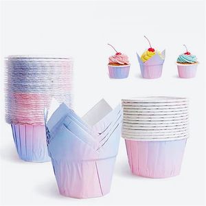 Gradient Cupcake Forro Bolo Copos de Cozimento Grupo De Papel De Papel Involta Sobremesa Suporte Para Party Wedding XBJK2203