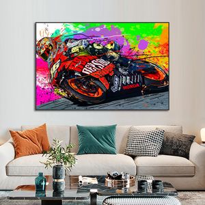 Motorbycle Watercolor Oil Målning Poster Abstract Graffiti Wall Art Canvas Prints Modular Pictures Home Living Room Decor