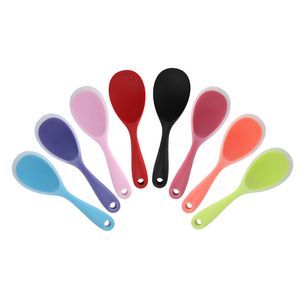 Pure Color Silicone Spoons Rice Spoon Non Stick Rices Shovel Hangable Tableware Household Kitchen Tool