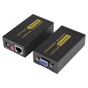 Audio Cables Connectors VGA Extender To Lan CAT5e/6 RJ45 Ethernet Adapter and Stereo Audio Extension Converter with US Plug