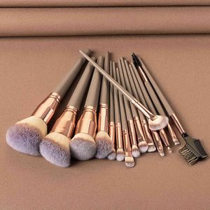 NXY Makeup Brush Coffee 2 Шт. ES Set Powder Foundation Eyeshadow Reelash Бровей для Cometics Brochas de Maquillaje 0406