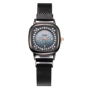 Zegarek mody Square Rhinestone zegarek dla kobiet magnetyczny kwarc kwarcowy