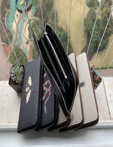 Toppkvalitet Mens Animal Long Wallet Leather Black Snake Tiger Bee Wallet Womens Long Luxury Wallet Clip med present Box Bag 001