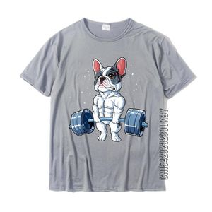 French Bulldog Peso levantamento de peso engraçado Homem de fitness academia de fitness camiseta mais recente de tecido de algodão fofo menino camiseta casual 220509