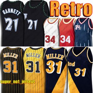 Reggie Miller Retrocesso Jersey Kevin Garnett Hakeem Olajuwon Evan Mobley Collin Sexton Karl Anthony Towns Edwards Jerseys