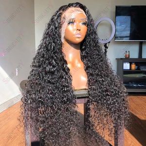 Water Wave 360 ​​Lace Front Wig Human Hair Wig para mulheres soltas profundamente Curly 13x6 Laces Wigs Frontal Virgin Virgin Brasilian 180%