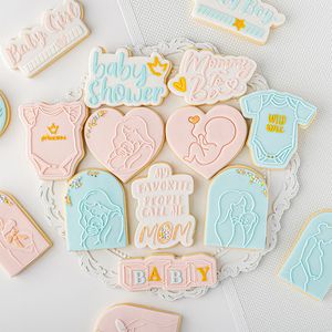 Stampo per biscotti in rilievo da mamma al bambino Fai da te 3D acrilico Taglierina per biscotti Glassa Love Cut Die Stamp Fondente Craft Regalo di maternità LT0035