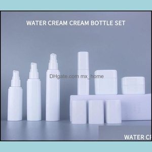 Förpackningsflaskor Office School Business Industrial 30 ml 60 ml 80 ml 100 ml Pet Pet Plastic Cosmetic Packaging Botte Quartet Cream Set Pump Lotion