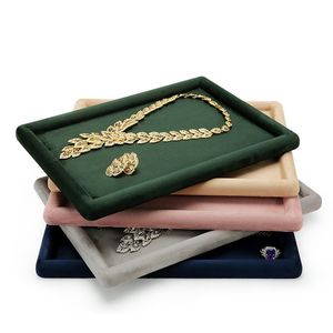 Jewelry Tray Show Stand Shop Organizer For Necklace Bracelet Long Chain Velvet Solid Color Jewelry Display Tray 220727