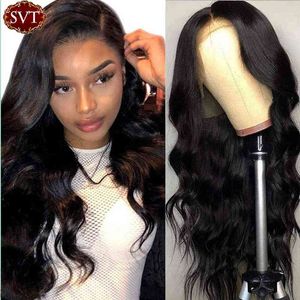 SVT Body Wave 13x4 Lace Frontal Human Hair Front Malaysian Long Wavy 4x4 للنساء السوداء اللون الطبيعي 220609