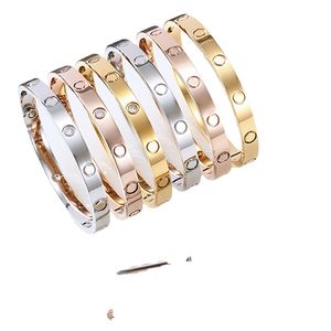 Love Fashion Armband Damen Herren 4 Diamanten Titan Stahl Schraubendreher Armreif Gold Silber Roségold Armband Luxus Europa Amerika Beliebter Schmuck mit Samtbeutel