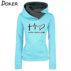 Kvinnor Hoodies Sweatshirts Höst Vinter Mode Mönster Broderi Långärmad Oversize Ladies Pullovers Varma Fick Hooded Tops 220311