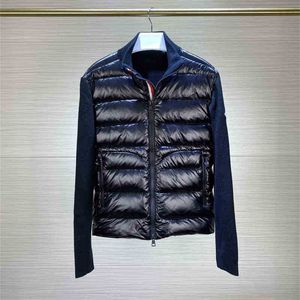 Erkekler Down Parkas Kış Men Moda Ceketleri Yün Örme ve% 90 Beyaz Ördek Dolgusu Patchwork Zipper Up Hardigan Adam Sonbahar Katlar NFC SCAN