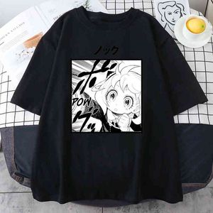 Anya Forger Spy X Family Art Manga Mens Loose Clothing Fashion Sweat T-Shirts Street Hip Hop Tops Cotton Casual Summer T Shirt G220512