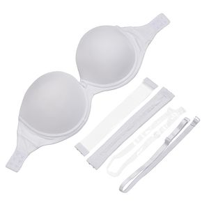 Nowe biustonosze ślubne dla kobiet Multiway Sexy Bra Niewidoczne Clear Calter Neck Balette Black White Nude Bh Bielizna bez ramiączek LJ200821