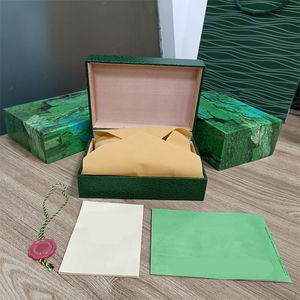 SW Boxes High Quality Luxury Watch Green Box Papers Gift Watches Boxes Leather bag Card For Rolex Wristwatches Certificate Handbag Accessories