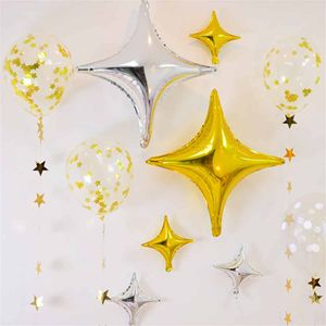 アルミ製4つの尖った星形のアルミフォイル風船の結婚式の装飾の誕生日パーティーベビーシャワー装飾