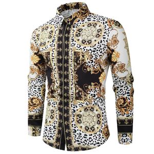 Men's Casual Shirts Blouse Homme Baroque Banquet Shirt Paisley Men Luxury Korean Mens Long Sleeve Print 545Men's