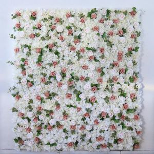 Dekorative Blumenkränze, 60 cm, künstliche Wandpaneele und künstliche Blumen, Hochzeitshintergrunddekoration mit Blättern, rosa Rosen, 3DDecorative