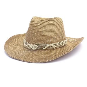Мода Западная ковбойская шляпа для мужчин 9 см шириной Brim Cowgirl Jazz Sun Caps Летняя пляжная соломенная шапка Sombrero Hombre