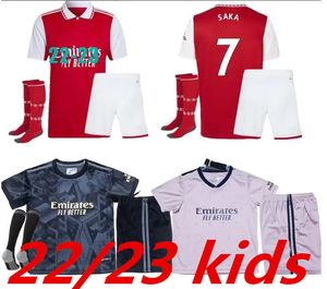 22 Pepe Saka Soccer Jerseys Home Away Kids Kit Socks Gunners Odegaard Thomas Willian Nicolas Tierney Smith Rowe Arsen Football Shirt Child Boy
