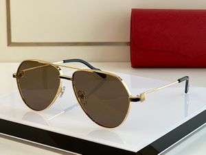 High-End-Pilot-Herren-Sonnenbrille von höchster Qualität, 18 Karat Gold, funkelnd, einfach, breiter Rand, blau beschichtete Gläser, Herren-Polarisator, Herren-Brille, Silbergrau, 61 mm, mit Geschenketui. Großhandel